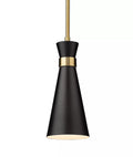 Z-Lite Soriano Matte Black and Heritage Brass One-Light Mini Pendant by Vanessa Jane