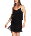 1. State Womens Dress Jet Black Slip Fringe Spaghetti Strap, Size 6 by Vanessa Jane
