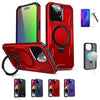 Magnetic Circle Kickstand Silicone Case with Tempered Glass for iPhone 15 Pro Max Black