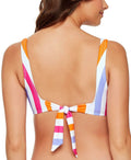Salt + Cove Multi Stripe Juniors Striped Tie-Front Bikini Swim Top, Us Small by Vanessa Jane