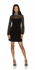 Jump Junior's Embellished Neck Split Sleeve a Line Dress, Black, Size 3/4 by Vanessa Jane