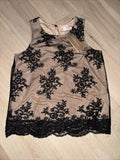 Francesca's Miami Floral Blouse Sleeveless Overlay Poly Lace, Size Large by Vanessa Jane