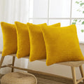 VAKADO Yellow Corduroy Couch Throw Pillow Covers 16x16 Set of 4 by Deal US