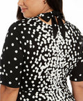 Alfani Dot-Print Tie-Neck Dress Black and White, Size Small by Vanessa Jane