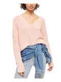 Free People Womens Coral Knit Dolman Sleeve V Neck Sweater, Size Large by Vanessa Jane