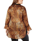 NY Collection Women Blouse Brown High Low Cheetah, Size 2XP by Vanessa Jane