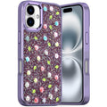 Bling Diamond Tiny Roses Glitter Case for iPhone 16 6.1" with Tempered Glass Purple by Merch Section