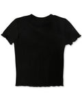 Polly and Esther Juniors Embroidery-Trim Lettuce-Edge T-Shirt, Small by Vanessa Jane