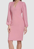 Vince Camuto Stretch Crepe Bodycon Dress with Chiffon Balloon Sleeves Dress by Vanessa Jane