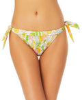 California Waves Yellow Smocked Side-Tie Bikini Swim Bottoms, Us Large by Vanessa Jane