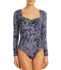 Aqua Snake Print Sweetheart Neck Bodysuit Gray by Vanessa Jane