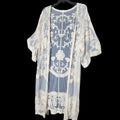 Adiva Boho Embroidered Lace Kimono Open Front Bell Sleeves 45 Long, Medium by Vanessa Jane