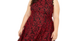 City Studios Women's Floral Sleeveless Mock Fit Flare Party Dress Red by Vanessa Jane