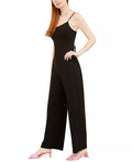 Teeze Me Womens Black Spaghetti Strap Scoop Neck Jumpsuit, Size 3/4 by Vanessa Jane