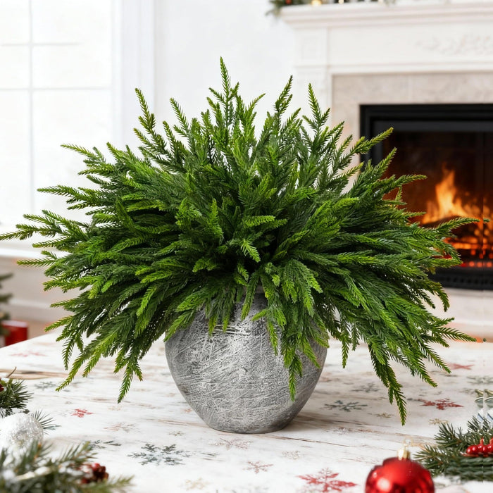 16 Pcs Norfolk Pine Branch 18in Artificial Christmas Green Plastic by Deal US