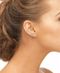 Tiara Cubic Zirconia Ear Climbers in 14k Rose Gold-Plated Sterling Silver by Vanessa Jane