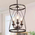Lnc Farmhouse Chandelier Bronze Industrial 3-Light Drum Cage Candlestick Dining by Vanessa Jane