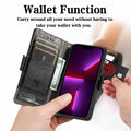 Leather Wallet Magnetic Flip Stand Case for iPhone 17 Pro Max 16 15 14 13 12 11 Black by Merch Section
