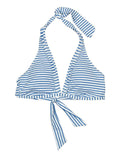 Lauren Ralph Lauren White Striped Stretch Lined Tie Halter Swimsuit Top by Vanessa Jane