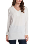 Vince Camuto Sweater Top Soft Knit Ivory V-Neck Drop Shoulder Tunic Size S by Vanessa Jane