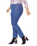 NYDJ Marilyn Straight Batik Blue Denim Jeans Womens Size 24W Stretch by Vanessa Jane