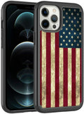 Hybrid Dual Layer Armor Case for iPhone 12 12 Pro 12 Pro Max USA Flag by Merch Section