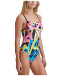 DKNY Grafitti Logo Printed One Piece Swimsuit, Us X-Small by Vanessa Jane