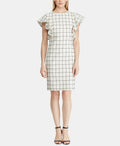 Lauren Ralph Lauren Windowpane Jacquard Dress - Cream/Navy Size 2 by Vanessa Jane