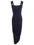 Xscape Womens Double-Strap Gown Navy, Size 4 by Vanessa Jane