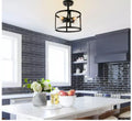 LNC Black Semi Flush Mount Rustic 4-Light Drum Farmhouse Ceiling Lights Bronze by Vanessa Jane