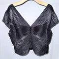 Express Metallic Pleated Flutter Sleeve Cropped Top, Size Large by Vanessa Jane