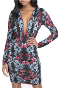 BeBe Printed V-Neck Mini Dress, Size Small by Vanessa Jane