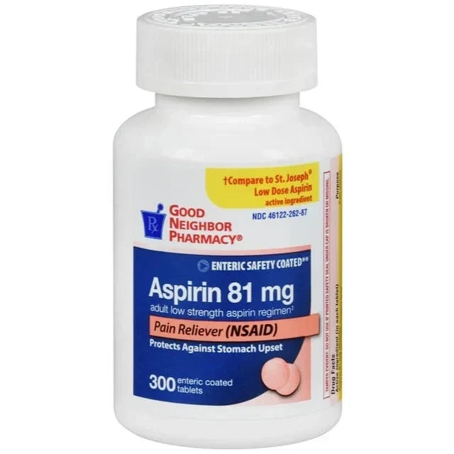 GNP Low Dose Aspirin 81 mg, Enteric Coated Tablets (300 Count) by Pasteur Pharmacy