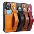 Leather Wallet Case with Kickstand for iPhone 15 14 13 12 Plus Pro Max Black by Merch Section