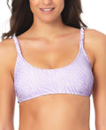 California Waves Juniors Smocked-Strap Bikini Top, Lilac, Size Small by Vanessa Jane