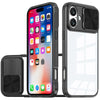 Clear Hybrid Case for iPhone 16 6.1-Inch with Rear Lens Sliding Cover and Tempered Glass