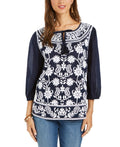 Style and Co Cotton Peasant Blouse, Size XS by Vanessa Jane