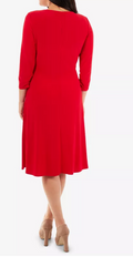 NY Collection Cross-Front Fit and Flare Dress, Red, Size XL by Vanessa Jane