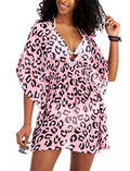 Miken Juniors Leopard-Print Smocked-Waist Cover-Up, Size Small by Vanessa Jane