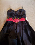 B Darlin Juniors Embroidered Strapless Fit and Flare Dress, Black, Size 15/16 by Vanessa Jane