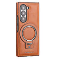 Luxury Leather Magnetic Case with Stand for Samsung Galaxy Z Fold 7/6/5/4/3 Black by Merch Section