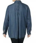 Style and Co Womens Embroidered Floral Print Button-Down Denim Top, Size OX by Vanessa Jane