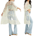 Adiva Boho Embroidered Lace Kimono Open Front Bell Sleeves 45 Long, Medium by Vanessa Jane