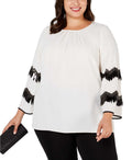 Alfani Women's Embellished Pleated-Neck Top by Vanessa Jane