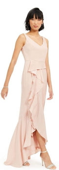 Adrianna Papell Crepe Cascade Gown by Vanessa Jane