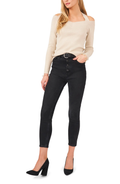 Vince Camuto Metallic Halter V-Neck Sweater in Flax, Size X-Large by Vanessa Jane