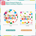 LeZakaa Birthday Paper Plates Set 50pcs 7 & 9 Inch Happy Birthday Balloon by Deal US