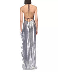 David Koma Sequin Ruffle Halter Column Gown, Size 10 by Vanessa Jane