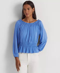 Ralph Lauren Top Blouse Peplum Jersey Ruffle Off-the-Shoulder Petite Size PM by Vanessa Jane