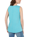 Style & Co Cotton Soutache-Trim Tank Top, Freshwater Soutache, Size Small by Vanessa Jane